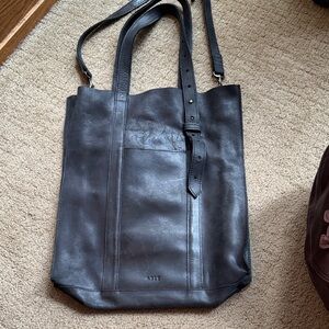 Able Black Leather Shoulder Tote